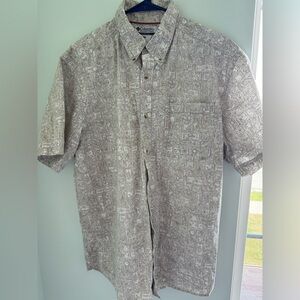Columbia Mens L Hawaiian Print Button Front Shirt Pocket Cotton short sleeve